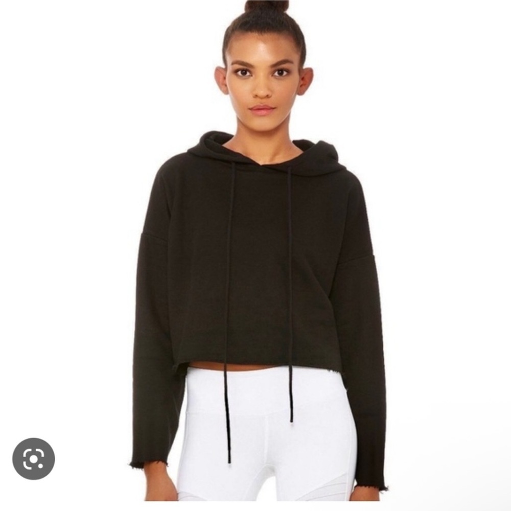 ALO Yoga Boxy Black Cropped Hoodie Size M